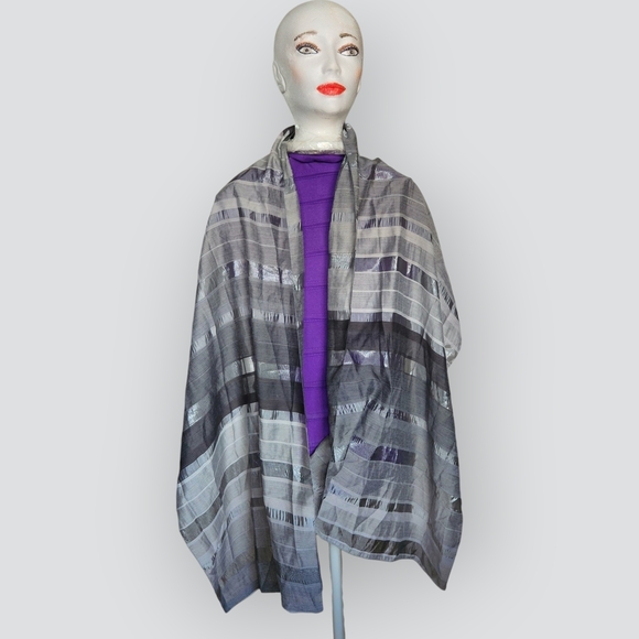 Jessica Womens Elegant Black and Gray Patterned Scarf - Picture 2 of 9